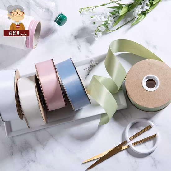 Hot Sale Wholesale Mixed Colors Single Faced Double Faced Smooth 100%Polyester White Black Color 1/2, 1, 2, 3, 5" Satin Ribbon Roll