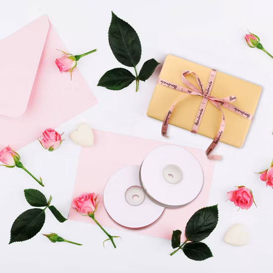 Wholesale Custom 20mm Personalised Ribbons Colorful Singe Sided Polyester Printed Satin Ribbon Tape with Gold Foil Printed Logo