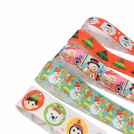 China Wholesale Custom Logo Printed Gold Foil 1/2, 1, 2 Inch 100 Polyester Printed Satin Ribbon for Packing Decoration